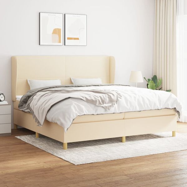 vidaXL Boxspring posteľ s matracom kr&eacute;mov&aacute; 200x200 cm l&aacute;tka