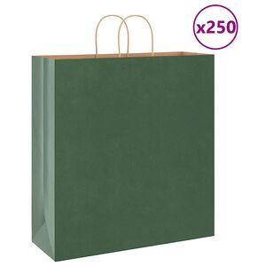 vidaXL Papierov&eacute; ta&scaron;ky 250 ks s r&uacute;čkami, zelen&eacute;, 45x17x48 cm