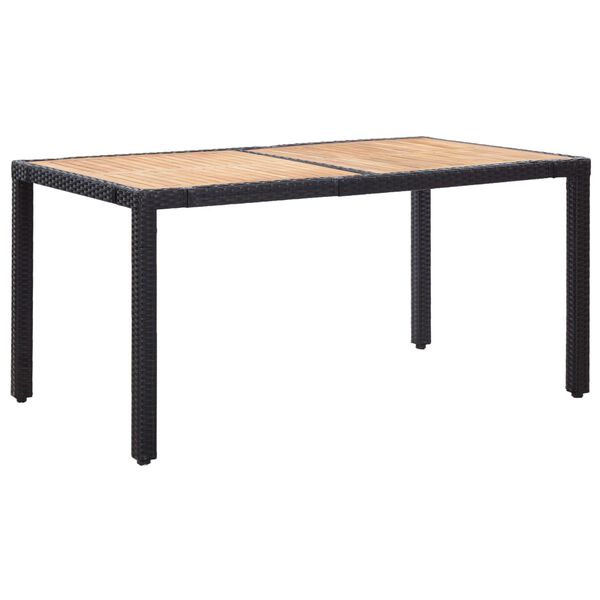 vidaXL 7-dielna vonkajšia jedálenská súprava+podložky,polyratan,čierna