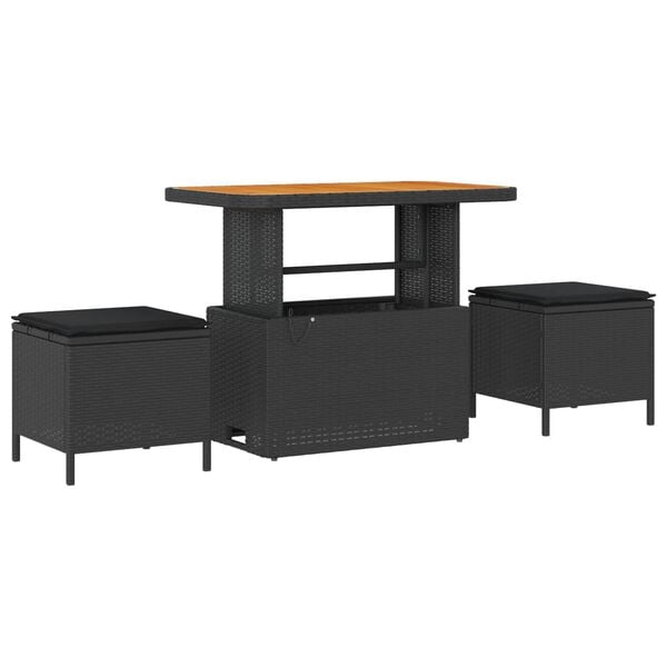 vidaXL S&uacute;prava z&aacute;hradn&yacute;ch pohoviek s vank&uacute;&scaron;om s &uacute;ložiskom 8 pcs Čierna