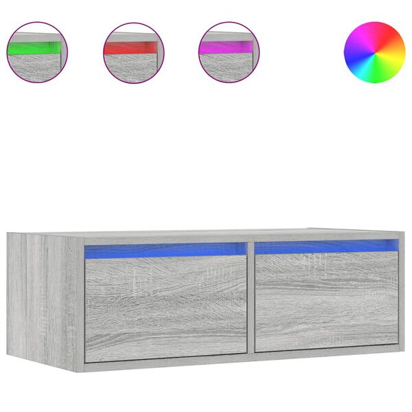 vidaXL TV skrinka s LED svetlami siv&aacute; sonoma 75x35,5x25 cm
