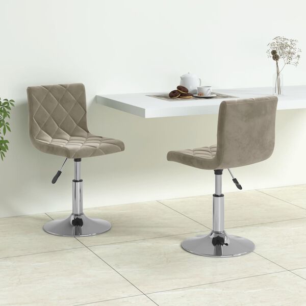 vidaXL Otočn&eacute; jed&aacute;lensk&eacute; stoličky 2 ks bledosiv&eacute; zamatov&eacute;