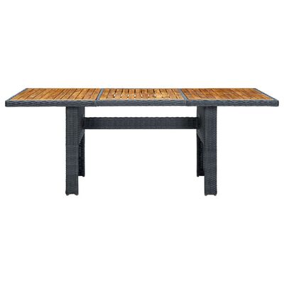 vidaXL Záhradný stôl, tmavosivý, polyratan a akáciový masív