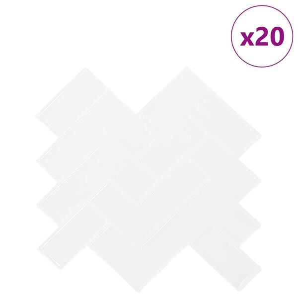 vidaXL Dlaždica herringbone 20 pcs Biela 30 x 30 cm Polyuret&aacute;n a PET