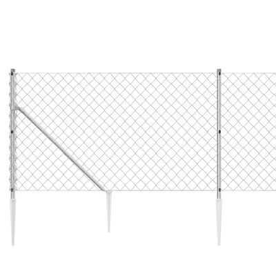 vidaXL Drôtený plot s kotviacimi hrotmi strieborný 0,8x10 m
