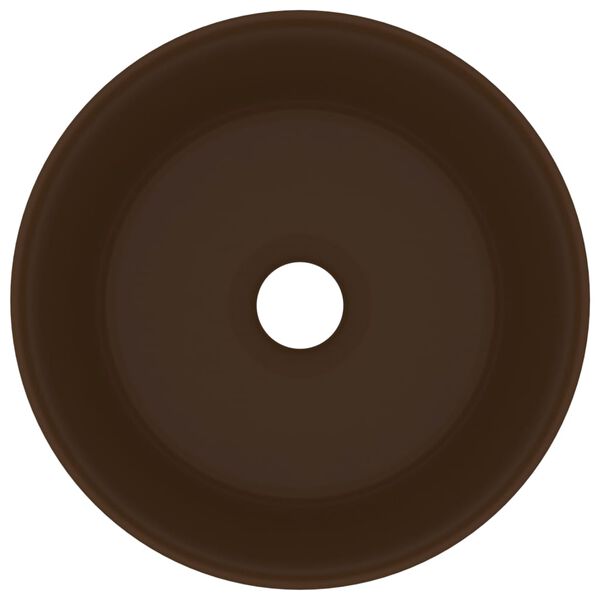 vidaXL Luxusn&eacute; um&yacute;vadlo, okr&uacute;hle, matn&eacute; tmavohned&eacute; 40x15 cm, keramika