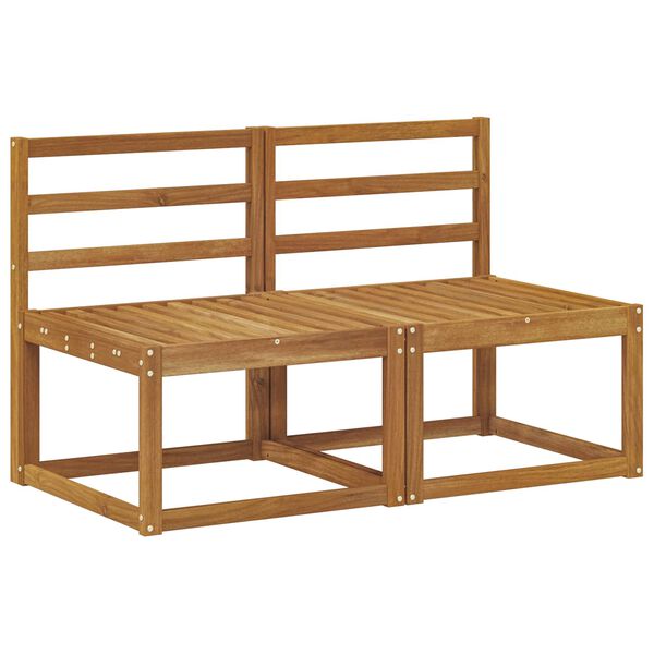 vidaXL 2 Kus Z&aacute;hradn&aacute; stredn&aacute; sedačka Pevn&eacute; ak&aacute;ciov&eacute; drevo Pr&iacute;rodn&aacute;