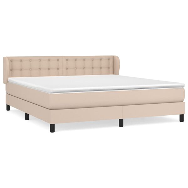 vidaXL Boxspring posteľ s matracom kapučínová 180x200 cm umelá koža
