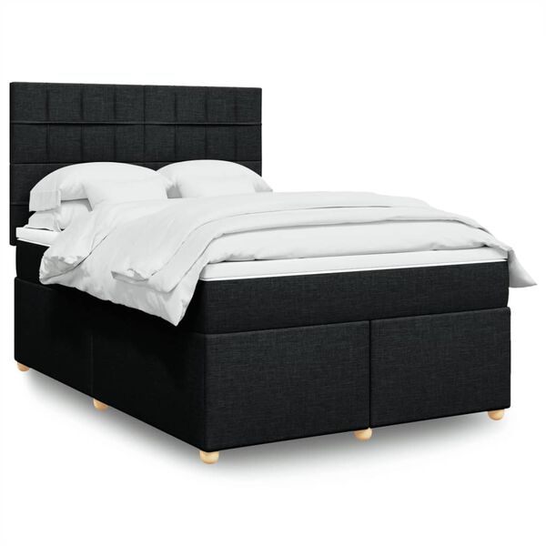 vidaXL Posteľn&yacute; r&aacute;m boxspring s matracom čierny 140x200 cm l&aacute;tka
