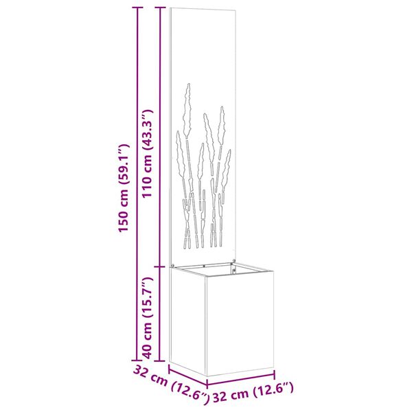 vidaXL Z&aacute;hradn&aacute; clona na s&uacute;kromie Rezac&iacute; Hrdzav&yacute; 32 x 140 cm