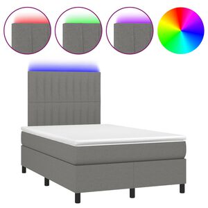 vidaXL Boxspring posteľ s matracom a LED, tmavosiv&aacute; 120x190 cm, l&aacute;tka