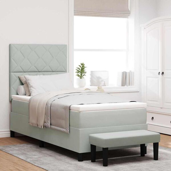 vidaXL Posteľ s pružinov&yacute;m r&aacute;mom Svetlosiv&aacute; 90 x 190 cm Zamat