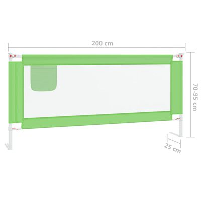 vidaXL Zábrana na detskú posteľ zelená 200x25 cm látka