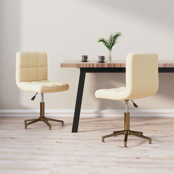 vidaXL Otočn&eacute; jed&aacute;lensk&eacute; stoličky 2 ks kr&eacute;mov&eacute; zamatov&eacute;