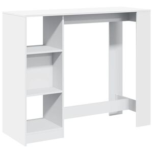 vidaXL Barov&yacute; st&ocirc;l s policami biely 124x46x103,5 cm kompozitn&eacute; drevo