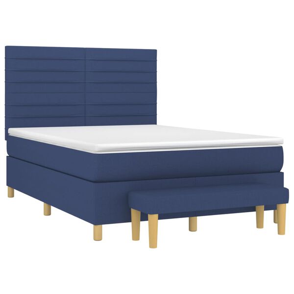 vidaXL Posteľn&yacute; r&aacute;m boxspring s matracom modr&yacute; 140x200 cm l&aacute;tka
