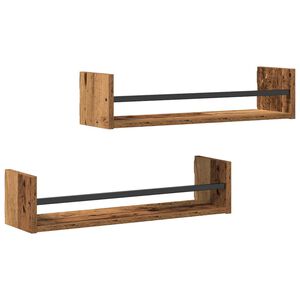 vidaXL Stenn&aacute; polica N&aacute;stenn&yacute; 2 pcs Star&eacute; drevo 60 x 16 x 14 cm