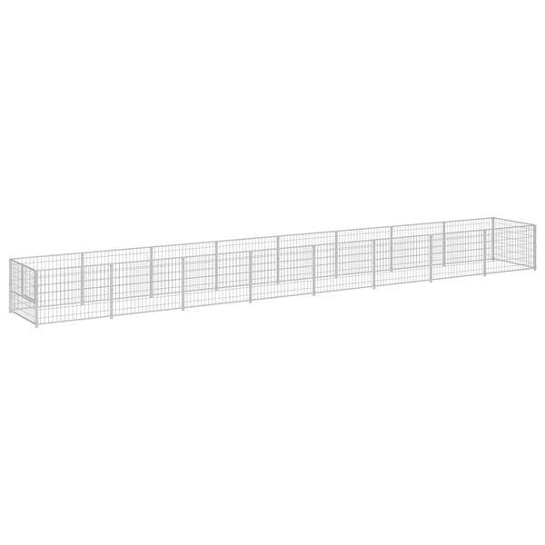 vidaXL Koterec pre psy strieborn&yacute; 8 m&sup2; oceľ