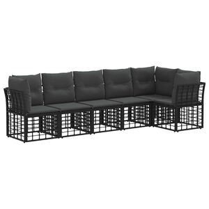 vidaXL S&uacute;prava z&aacute;hradn&yacute;ch pohoviek 6 pcs Čierny polyratan