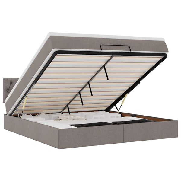 VidaXL Osmansk&aacute; posteľ s matracom a LED di&oacute;dami Taupe 160x200 cm L&aacute;tka