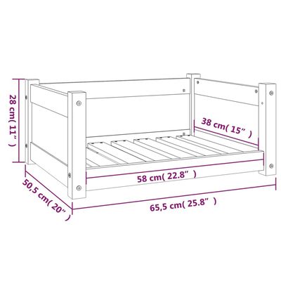 vidaXL Psia posteľ biela 65,5x50,5x28 cm borovicový masív