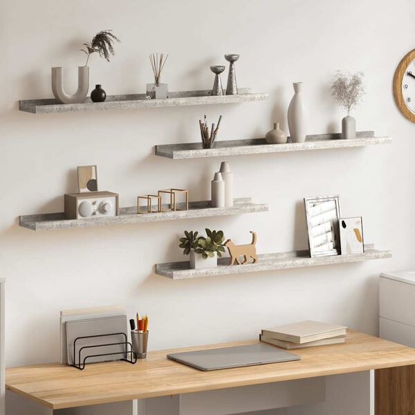 vidaXL N&aacute;stenn&eacute; police 4 ks, bet&oacute;novo siv&eacute; 80x9x3 cm