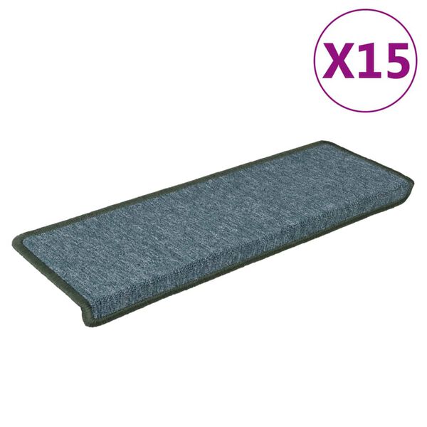 vidaXL Schodov&eacute; rohože 15 ks 65x21x4 cm tmavozelen&eacute; s obdĺžnikov&yacute;m okrajom