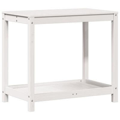 vidaXL Stôl na presádzanie s policou biely 82,5x50x75 cm borovica