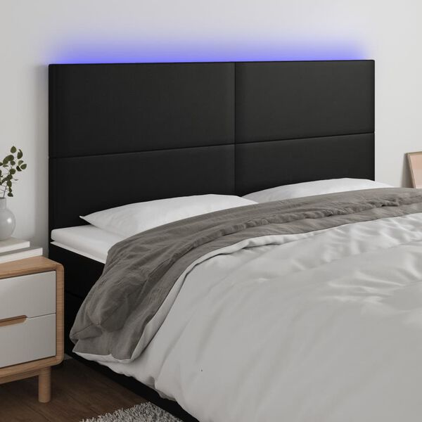 vidaXL Čelo postele s LED čierne 160x5x118/128 cm umelá koža