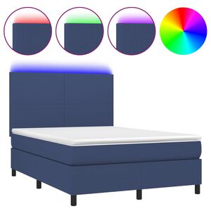 vidaXL Posteľ boxsping s matracom a LED modr&aacute; 140x200 cm l&aacute;tka