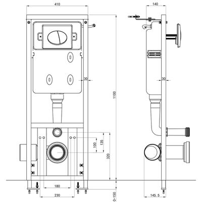 vidaXL WC podomietková nádržka, 11 l, 41x14x(110-125) cm