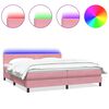 vidaXL Posteľn&yacute; r&aacute;m boxsping s matracom a LED ružov&yacute; 180x210 cm zamat