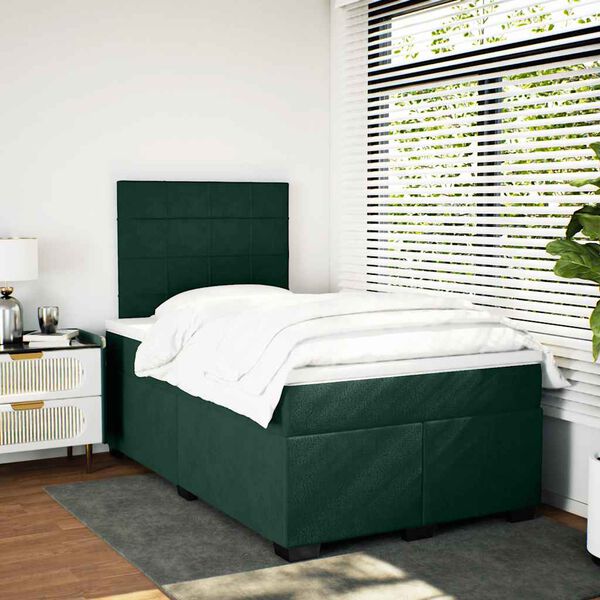 vidaXL Boxspring posteľ s matracom, tmavozelen&aacute; 120x190cm, zamat