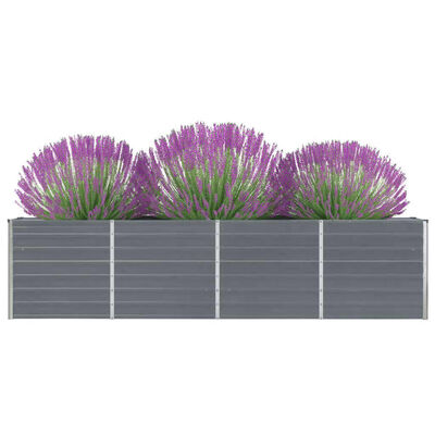 vidaXL Vyvýšený záhradný kvetináč sivý 320x40x77 cm pozinkovaná oceľ