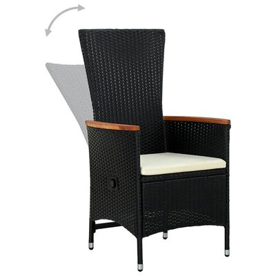 vidaXL Vonkajšie stoličky 2 ks s podložkami, polyratan, čierne