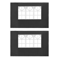 vidaXL Bočné steny s okienkom na párty stan 2 ks PE antracitové