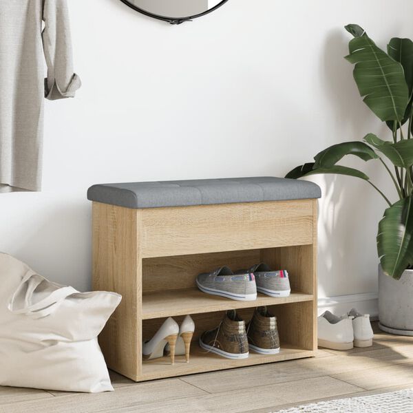 vidaXL Lavička na topánky dub sonoma 62x32x50 cm kompozitné drevo