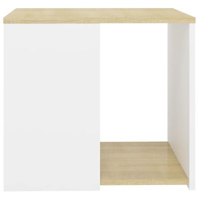vidaXL Príručný stolík dub sonoma a biely 50x50x45 cm drevotrieska