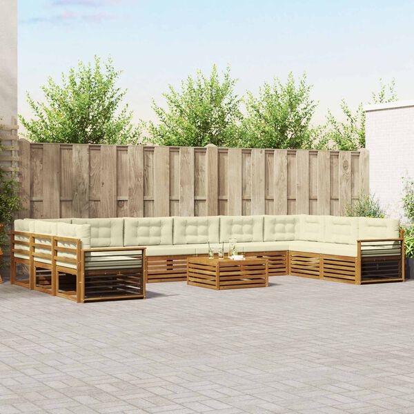 vidaXL S&uacute;pravy pohoviek 11 pcs Pr&iacute;rodn&aacute; a kr&eacute;mov&aacute; Pevn&eacute; ak&aacute;ciov&eacute; drevo