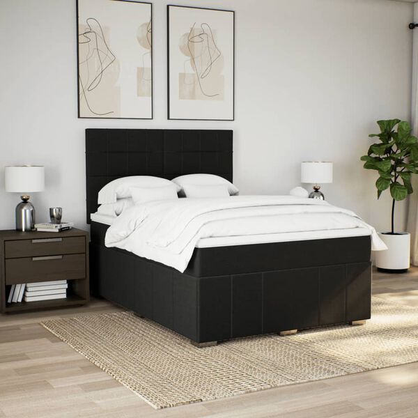 vidaXL Boxspring posteľ s matracom čierny 140x190 cm l&aacute;tka