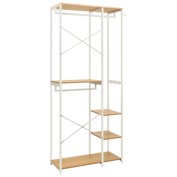 vidaXL Šatník biely a dub 90x40x213 cm kov a drevotrieska