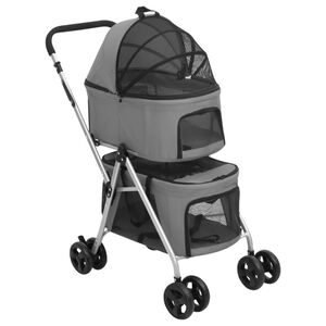 vidaXL 2-vrstvov&yacute; skladac&iacute; koč&iacute;k pre psa siv&yacute; 83x48x97cm oxford. l&aacute;tka