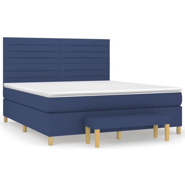 vidaXL Posteľn&yacute; r&aacute;m boxspring s matracom modr&yacute; 160x200 cm l&aacute;tka