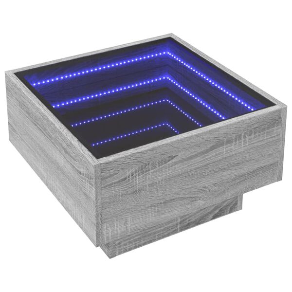 vidaXL Konferenčný stolík s LED sivá sonoma 50x50x30cm kompozit. drevo