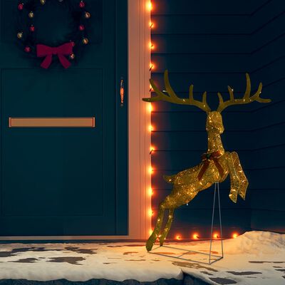 vidaXL Vianočná dekorácia lietajúci sob 120 LED zlatá teplá biela