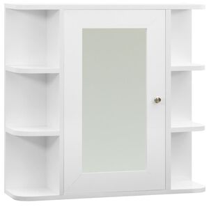 vidaXL K&uacute;peľňov&aacute; skrinka so zrkadlom, biela 66x17x63 cm, MDF