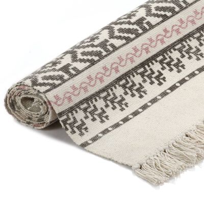 vidaXL Kilim koberec sivý/ružový 120x180 cm bavlnený vzorovaný