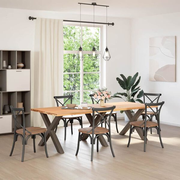 vidaXL Nohy k jed&aacute;lensk&eacute;mu stolu v tvare X, 3 ks, pr&iacute;rodn&aacute; oceľ, 90 x (72-73) cm, oceľ