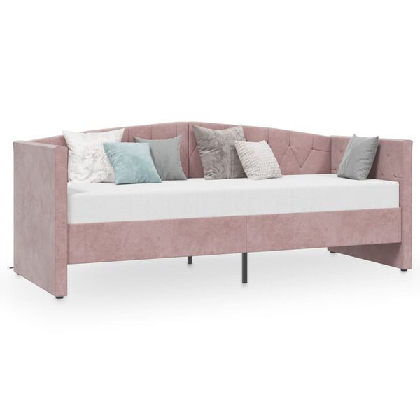 vidaXL Pohovka s USB ružov&aacute; zamatov&aacute; 90x200 cm