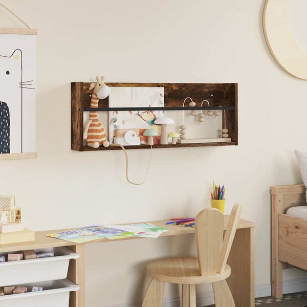 vidaXL Reg&aacute;l na časopisy Dymov&aacute; dub 80 x 12 x 30 cm Kompozitn&eacute; drevo